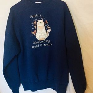 ❤️Cat lovers!  Sweet sentiment on a cozy sweatshirt.❤️Navy🌹